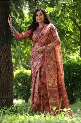 Printed Saree in Multicolor Tussar silk SR29340