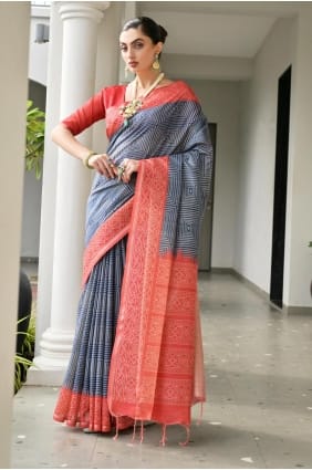 Multicolor Saree in Printed Tussar silk SR29329