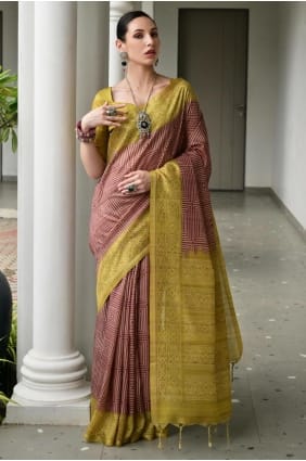 Printed Tussar silk Saree in Multicolor SR29332