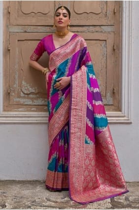 Banarasi raw silk Multicolor Saree in Weaving SR29240