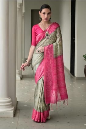 Multicolor Saree in Printed Tussar silk SR29331