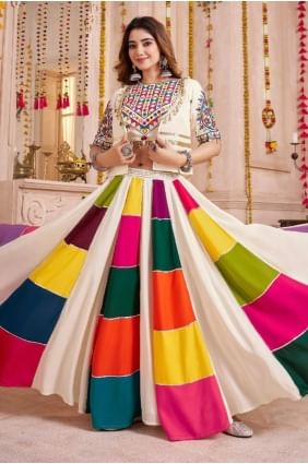 Viscose Lehenga Choli in Multicolor with Weaving LC8634