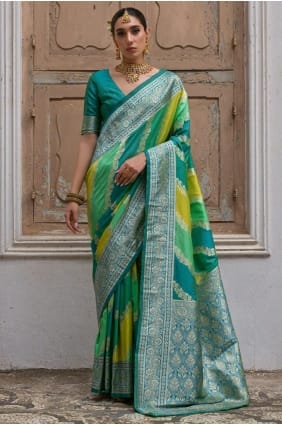 Multicolor Saree in Banarasi raw silk with Weaving SR29239