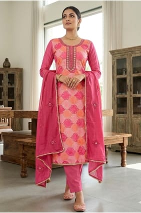Pink Salwar Kameez with Printed Muslin SK159108