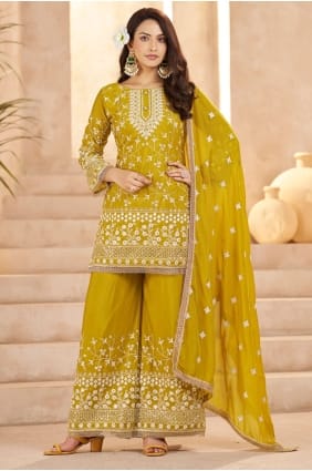 Thread Georgette Eid Palazzo Suit in Mustard PZ4315