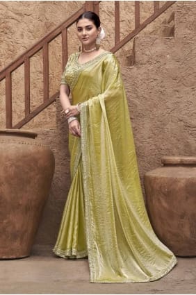 Musterd Embroidered Satin Saree SR28049