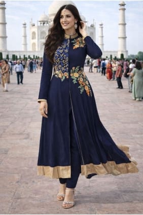 Navy blue Salwar Kameez with Embroidered Georgette SK156051
