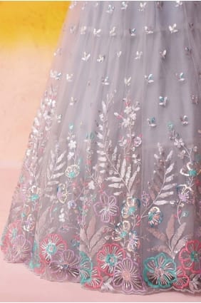 Grey Lehenga Choli with Embroidered Net LC8869