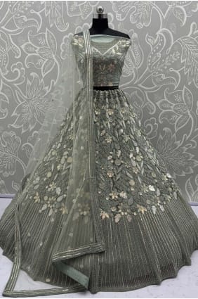 Pista Net Lehenga Choli with Embroidered LC8761