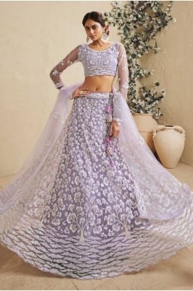 Lavender Lehenga Choli in Weaving Net LC8622