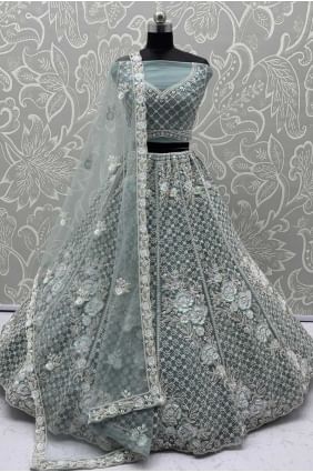 Grey Lehenga Choli in Sequins Net LC8566