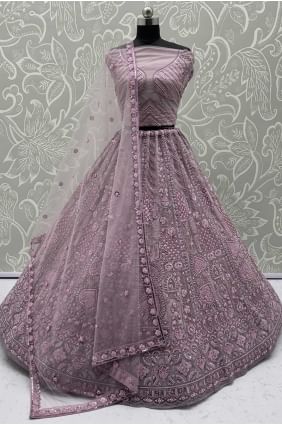Sequins Net Onion Pink Lehenga Choli with Dupatta LC8570