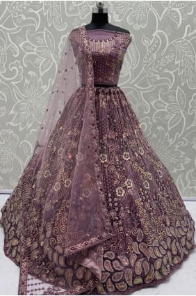 Lehenga Choli in Pink Net with Zardosi LC8719