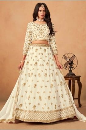 Organza Embroidered Off white Lehenga Choli with Dupatta LC8722