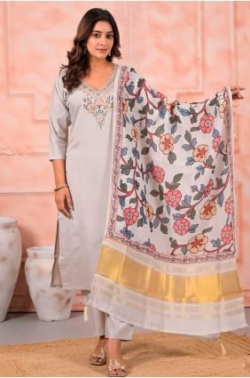 Off white Salwar Suit with Embroidered Viscose SK155674