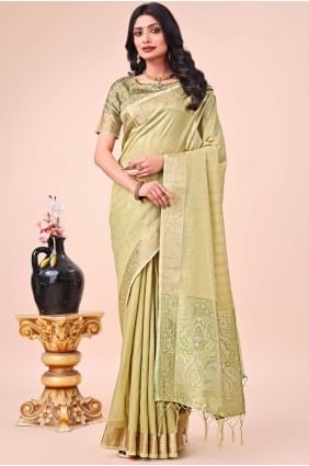 Olive green Weaving Organza Saree SR28449