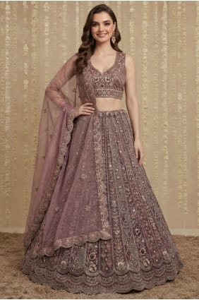 Onion Lehenga Choli in Net with Thread LC8910