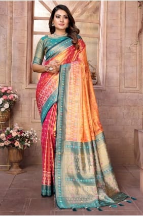 Orange Weaving Banarasi silk Saree SR28366