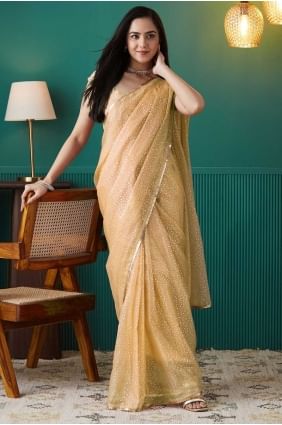 Exclusive Organza Saree with Printed in Yellow SR28723