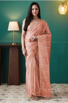 Lightweight Organza Peach Saree in Weaving SR28726