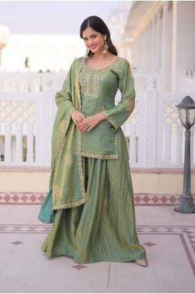 Pista Eid Palazzo Suit in Sequins Silk PZ4295