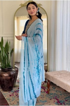 Petrol Salwar Kameez in Viscose with Embroidered SK155166