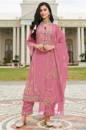 Cotton Salwar Kameez in Pink with Embroidered SK15705