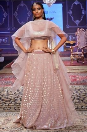 Pink Embroidered Georgette Lehenga Choli LC8467