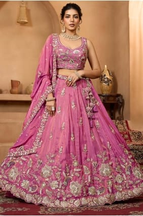 Pink Tissue Lehenga Choli with Embroidered LC8815