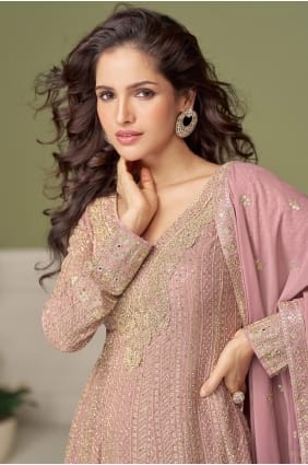 Georgette Georgette Palazzo Suit with Embroidered PZ4456