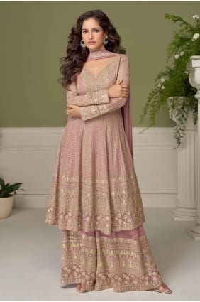 Georgette Georgette Palazzo Suit with Embroidered PZ4456
