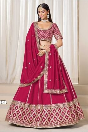 Pink Art Silk Embroidered Lehenga Choli with Dupatta LC8677