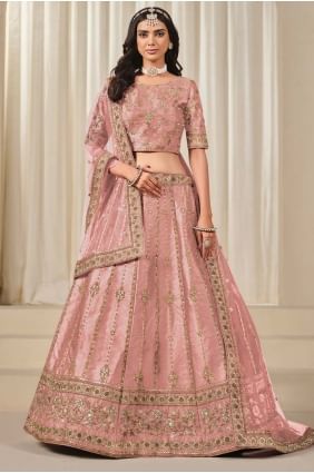 Embroidered Art silk Lehenga Choli in Pink LC8605