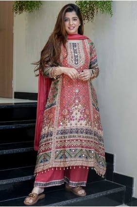 Pink Weaving Chiffon Salwar Kameez SK155741