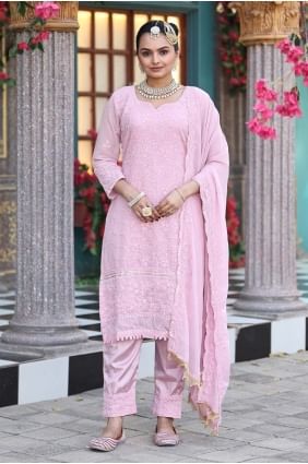 Pink Embroidered Georgette Salwar Kameez SK155803