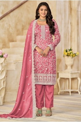 Pink Organza Salwar Kameez with Embroidered SK155730