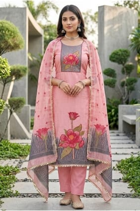 Pink Printed Cotton Salwar Kameez SK15871