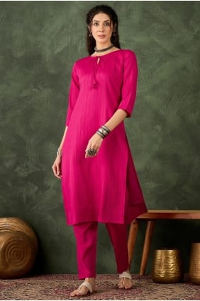 Cotton blend Embroidered Pink Salwar Kameez with Dupatta SK15830