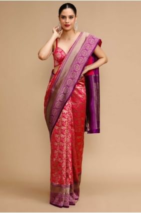 Exclusive Pink Weaving Silk Saree SR28738