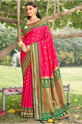 Weaving Silk Saree in Pink with Blouse SR29534