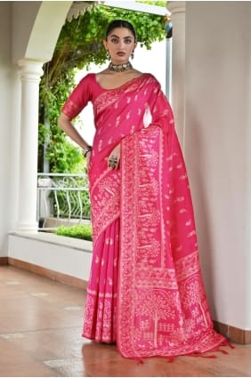 Pink Weaving Bangalore Silk Saree SR29892