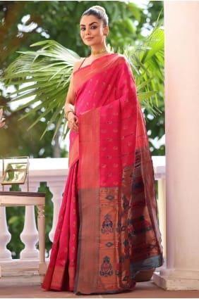 Weaving Silk Saree in Pink with Blouse SR29153