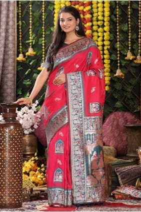 Pink Saree in Silk with Zari SR28938