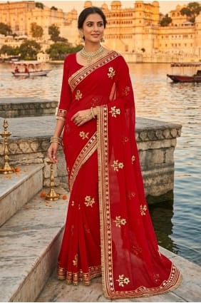 Pink Hand Georgette Saree with Elegant Look SR29901