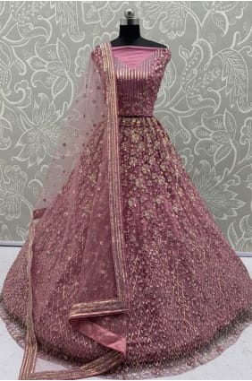 Sequins Net Pink Lehenga Choli with Dupatta LC8697