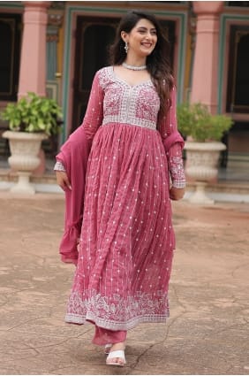 Faux georgette Faux georgette Palazzo Suit with Thread PZ4411