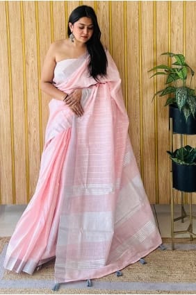 Pink Weaving Saree in Linen SR28122