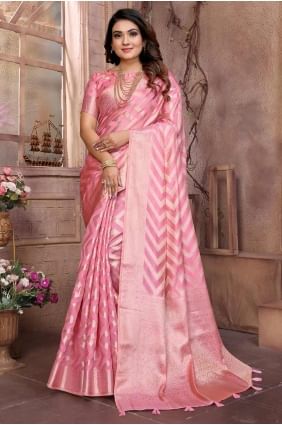 Pink Weaving Saree in Organza SR28110
