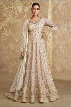 Pink Embroidered Georgette Gown Dress GW1092