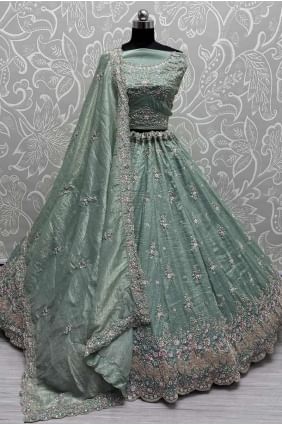 Pista Silk Embroidered Bridal Lehenga Choli with Dupatta LC8329